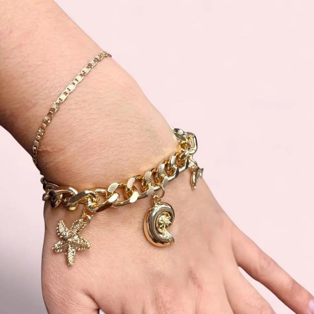 Thick Ocean Theme Charm Bracelet Mermaidcore Beach Nautical